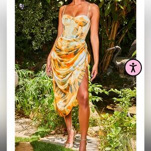 Orange tie dye two piece set Prettylittlething